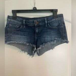 Guess Dark Blue Frayed Jean Shorts